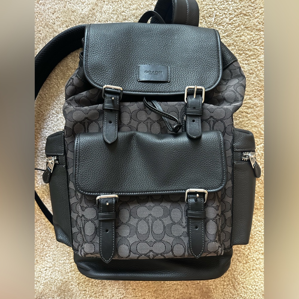 Coach Black and Gray Signature Backpack